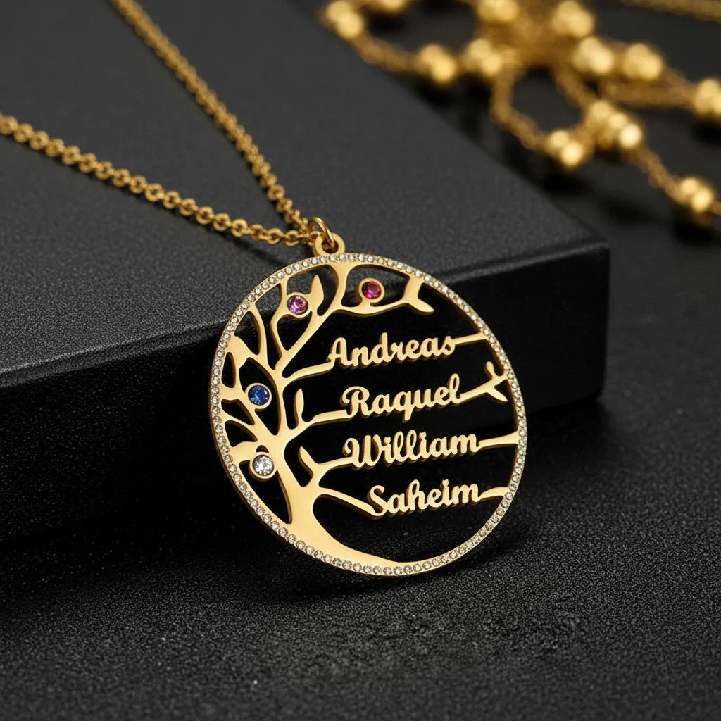 Collier Personnalisé Arbre de Vie : Pierre de Naissance