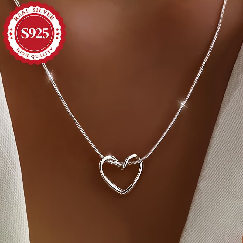 Collier cœur ouvert argent S925, dimensions pendentif et chaîne 40+5cm
