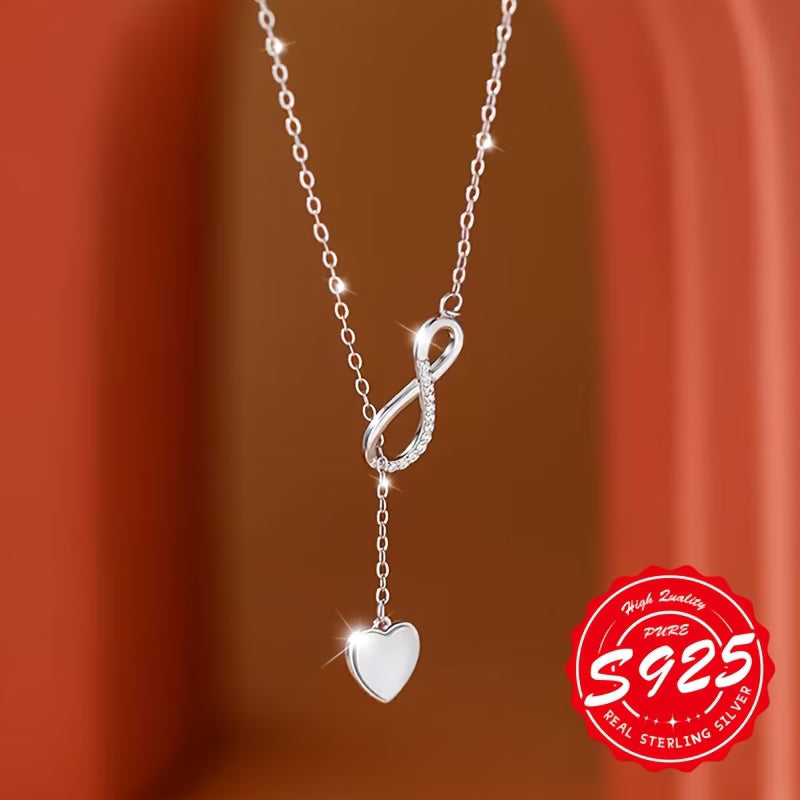 Collier amour eternel argent S925, dimensions pendentif et chaîne 47+6cm