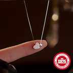Collier cœur zircone en argent S925 porté par une femme – Maison du Collier