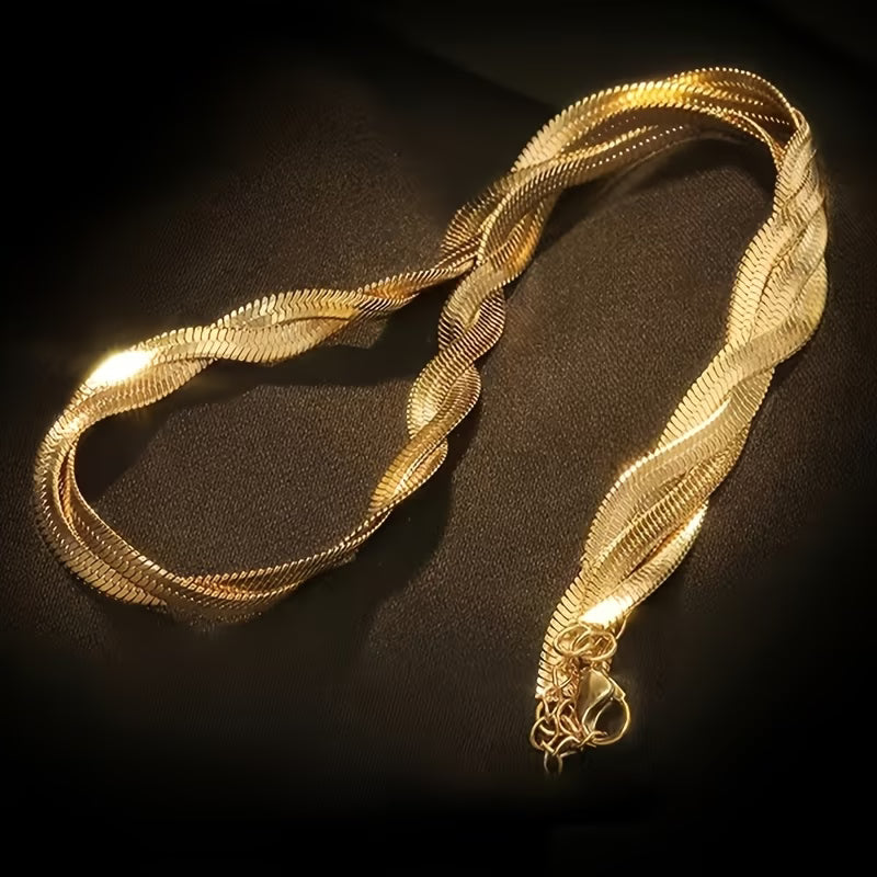 collier maille serpent torsadee double rang dore femme maison du collier