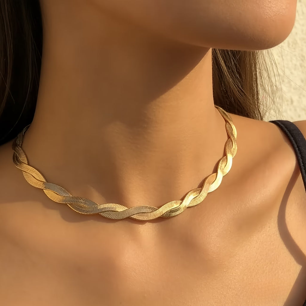 collier maille serpent torsadee femme acier inoxydable maison du collier