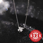 Collier trèfle argent 925, pendentif quatre feuilles porté au cou Maison du Collier