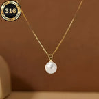 Collier perle or, pendentif perle blanche nacrée Maison du Collier