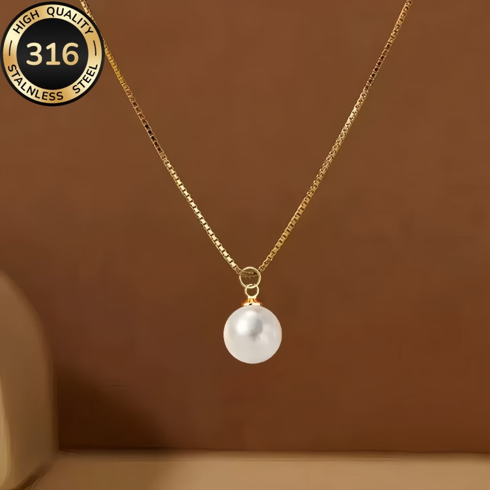 Collier perle or, pendentif perle blanche nacrée Maison du Collier
