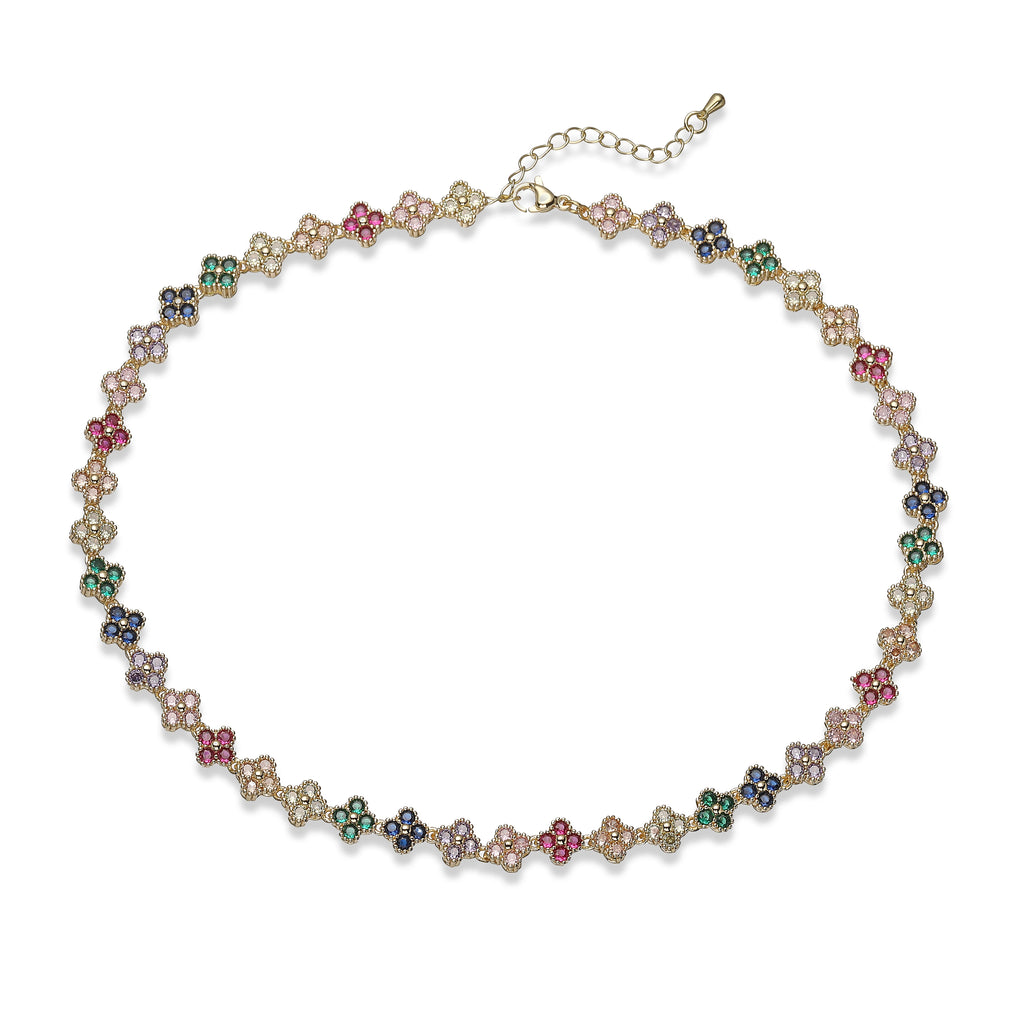 Collier trèfle nacre multicolore doré — bijou porte-bonheur femme Maison du Collier