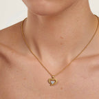 Collier cœur de diamant porté femme — bijou doré acier inoxydable Maison du Collier