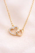 Collier Amour Femme, collier pour les amoureux, collier double cœur femme fon blanc
