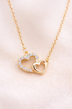 Collier Amour Femme, collier pour les amoureux, collier double cœur femme fon blanc

