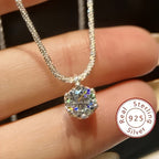 Collier solitaire argent véritable 925, zircon serti, collection luxe Maison du Collier