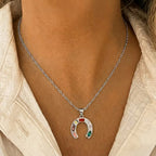 Collier fer à cheval argent, pendentif zircons multicolores acier inoxydable 316L
