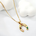 Collier porte bonheur fer à cheval, dimensions pendentif et chaîne 40+5cm