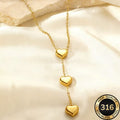 Collier trois cœurs en cascade plaqué or porté - Maison du Collier