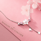 MAISON DU COLLIER FEMME ARGENT COLLIER FLEUR SUR FOND ROSE 
