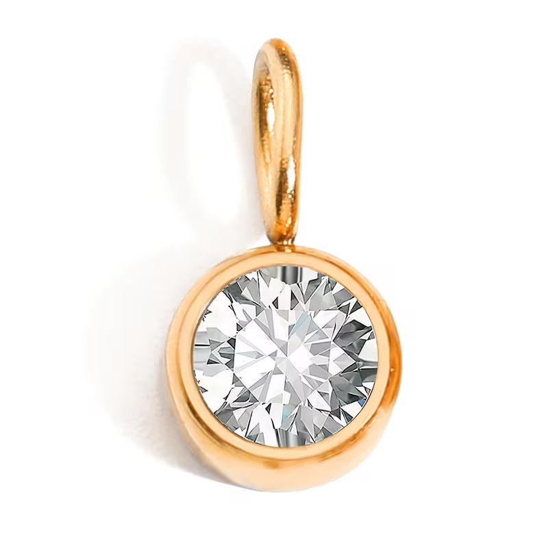 Collier pierre de naissance Avril Diamant Blanc, pendentif doré acier inoxydable 316L