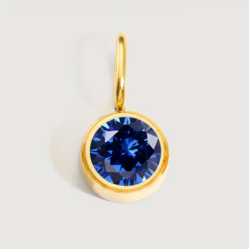 Collier pierre de naissance Septembre Saphir Bleu Royal, pendentif doré acier inoxydable 316L