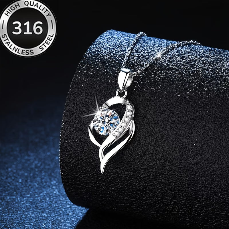 Collier cœur solitaire zircon dimensions — pendentif 2,66 cm, chaîne 40+5cm Maison du Collier