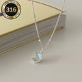Collier pierre de lune femme argenté, pendentif rond acier inoxydable 316L Maison du Collier