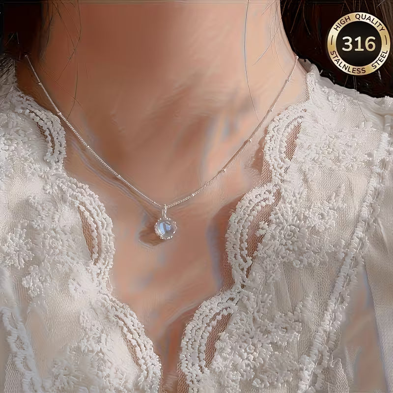 Collier de pierre de lune femme, dimensions du pendentif et longueur de chaîne 40+5cm