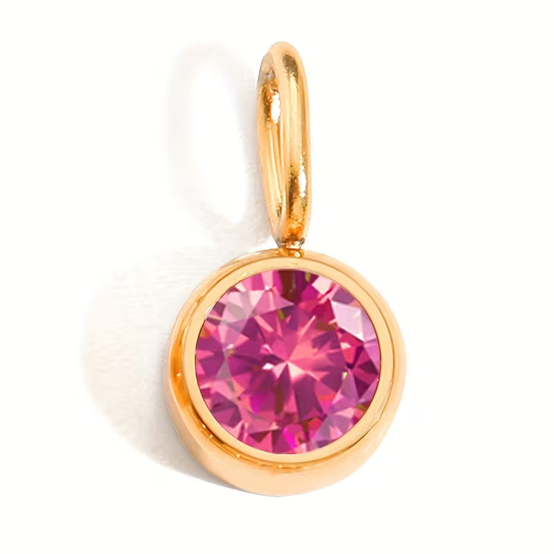 Collier pierre de naissance Juillet Rubis, pendentif doré acier inoxydable 316L