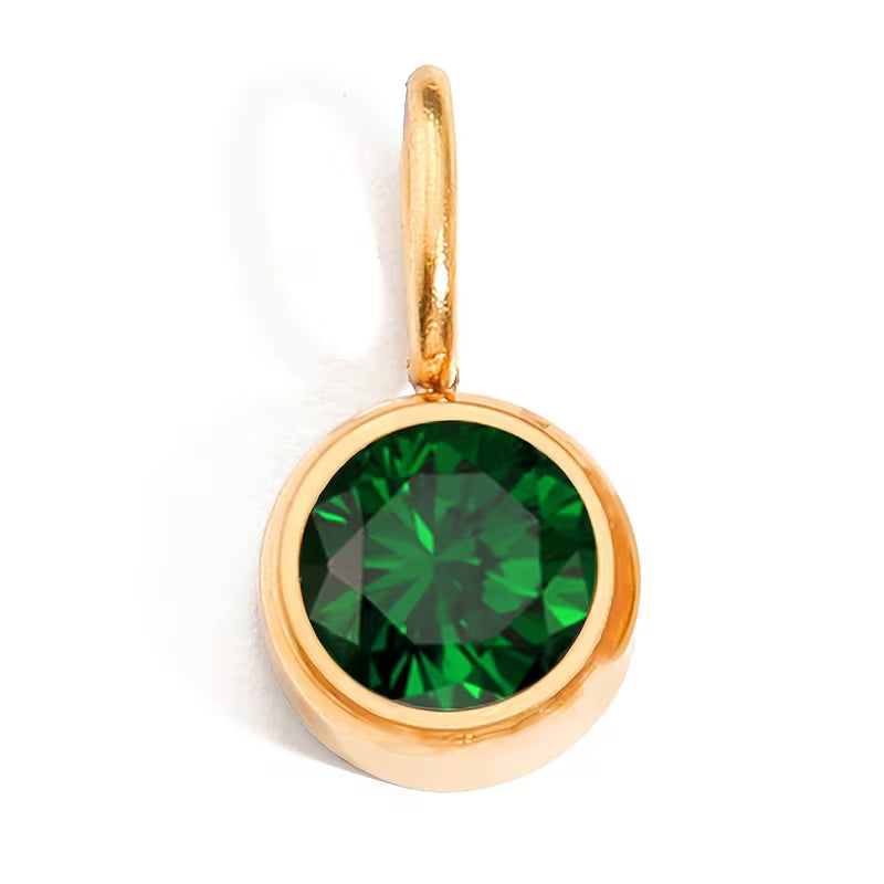 Collier pierre de naissance Mai Émeraude verte, pendentif doré acier inoxydable 316L