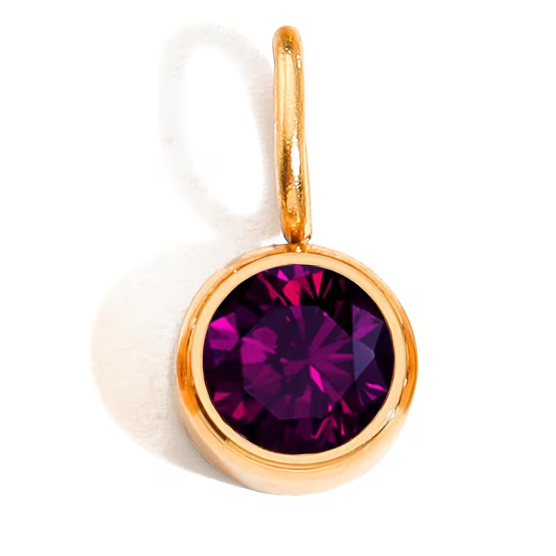 Collier pierre de naissance Juin Violet Clair, pendentif doré acier inoxydable 316L