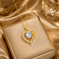Collier cœur femme doré, pendentif rose et zircon Maison du Collier - optimisé