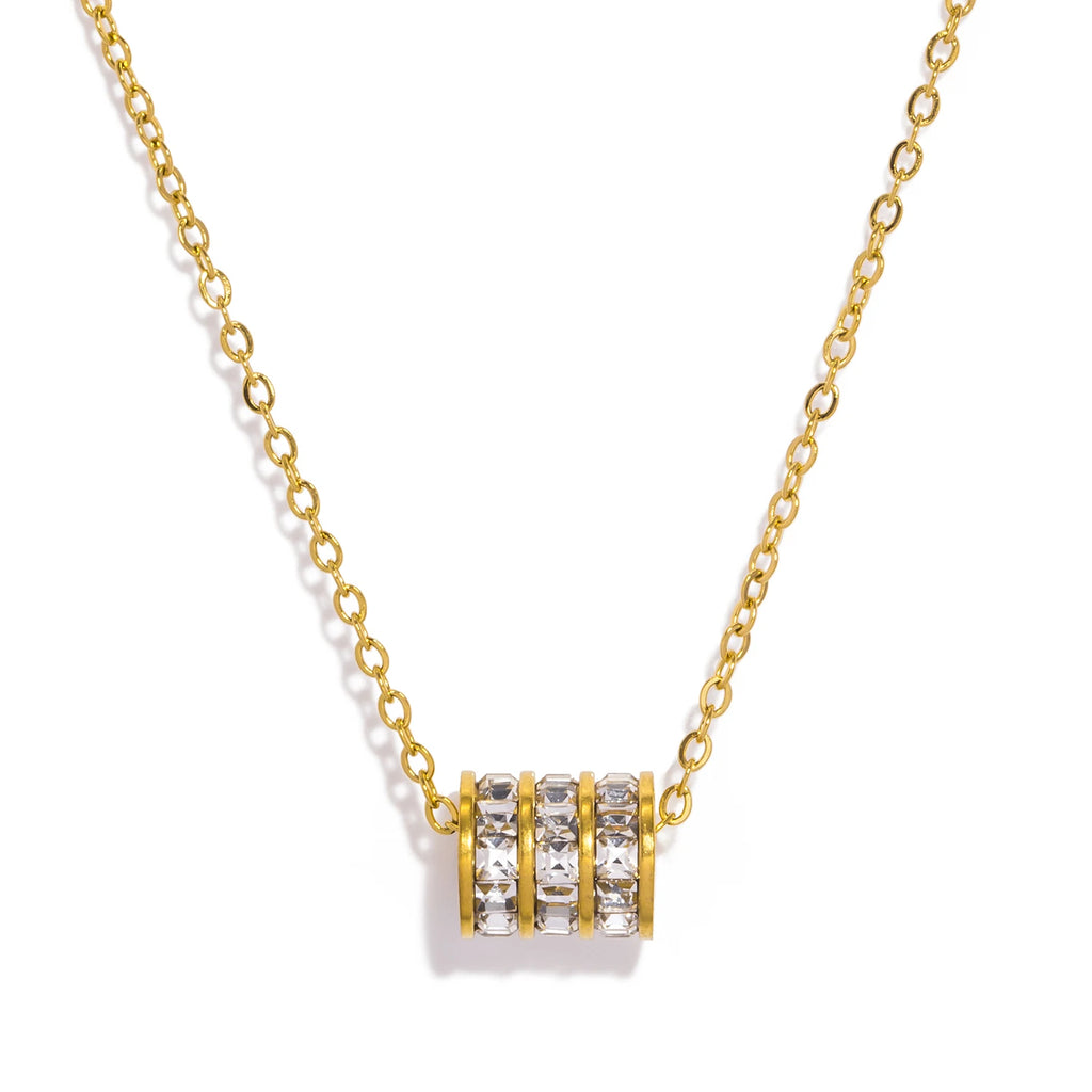 collier cylindre dore femme bijou acier inoxydable maison du collier