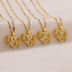 Pendentif lettre initiale doré serti zircons — collier femme Maison du Collier