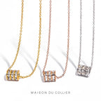 Collier Lumière Cylindre doré femme — pendentif cylindre acier inoxydable Maison du Collier