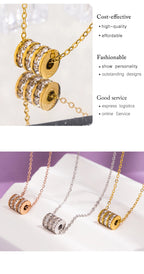 Collier pendentif cylindre doré femme — bijou élégant acier inoxydable