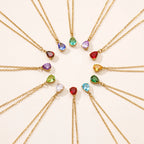 Collier goutte pierre colorée rouge femme — bijou acier inoxydable Maison du Collier
