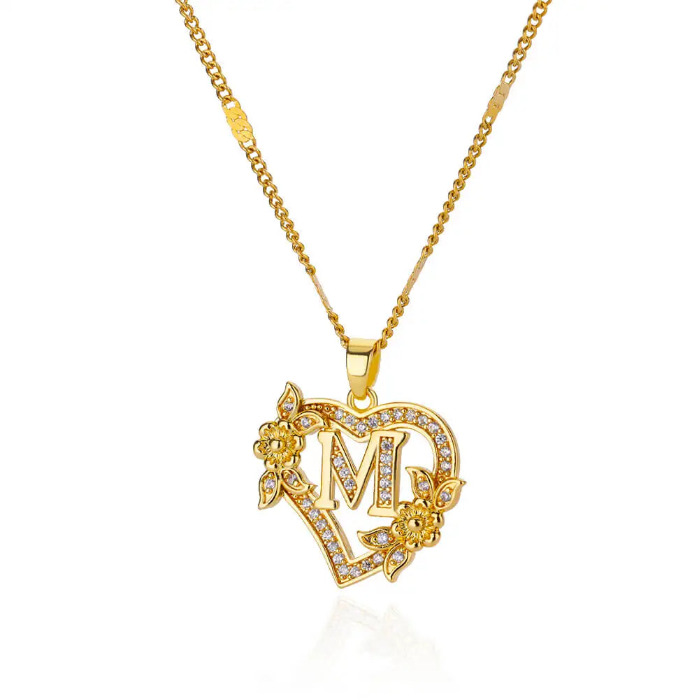Bijou initiale lettre doré zircon — collier femme Maison du Collier