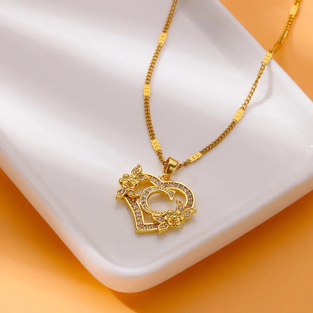 Collier lettre personnalisé femme doré zircon — idée cadeau Maison du Collier