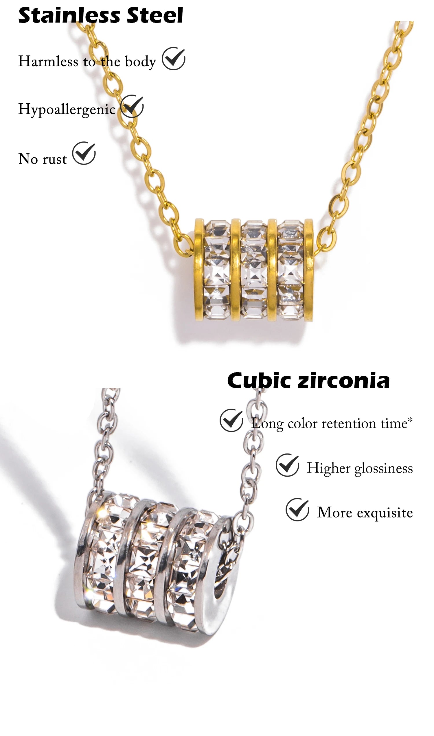 Collier cylindre doré détail chaîne — bijou femme tendance 2026