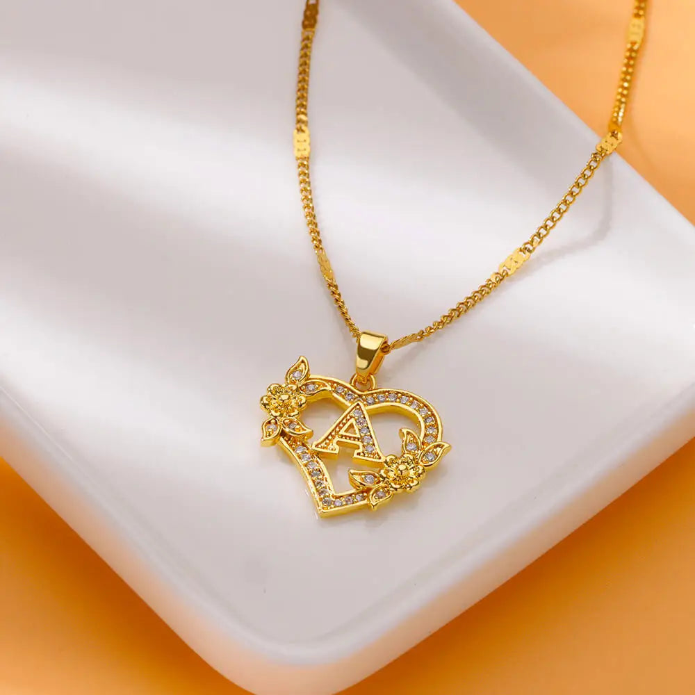 Collier initiale femme doré zircon scintillant — Maison du Collier