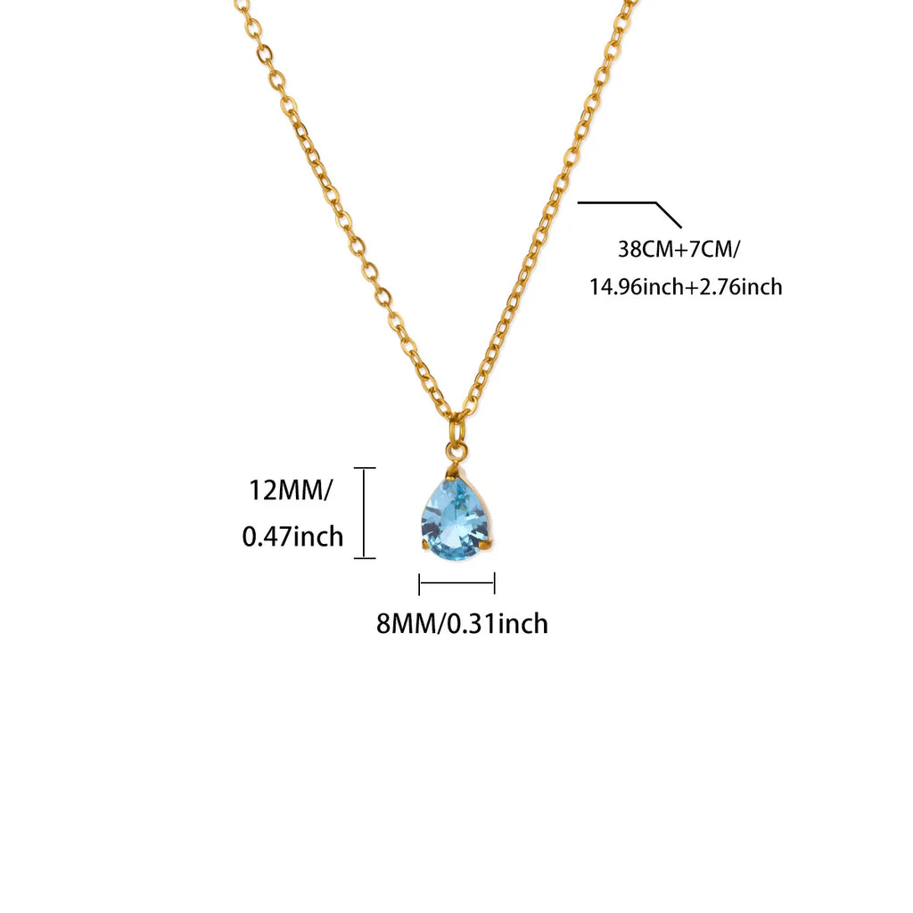 Collier goutte lumière détail chaîne dorée femme — acier inoxydable 316L