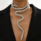 Bijou collier argenté serpent femme acier inoxydable