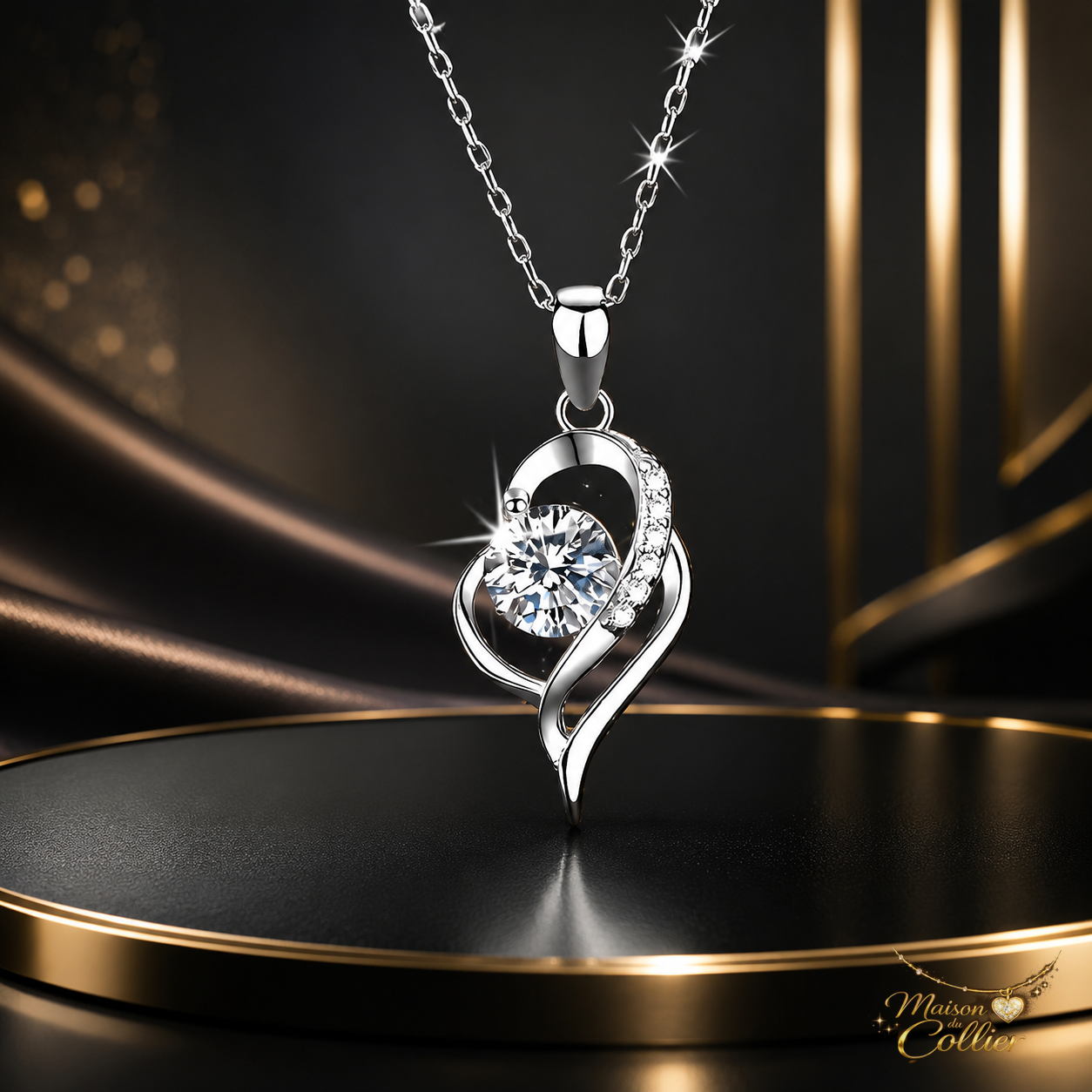 Collier Cœur Solitaire — Éclat de Zircon – Maison du Collier