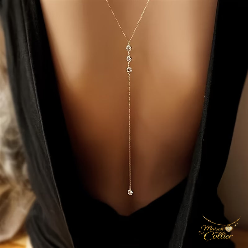 Collier de Dos Femme – Collier Dos Nu Strass Doré Mariage & Soirée – Maison du Collier