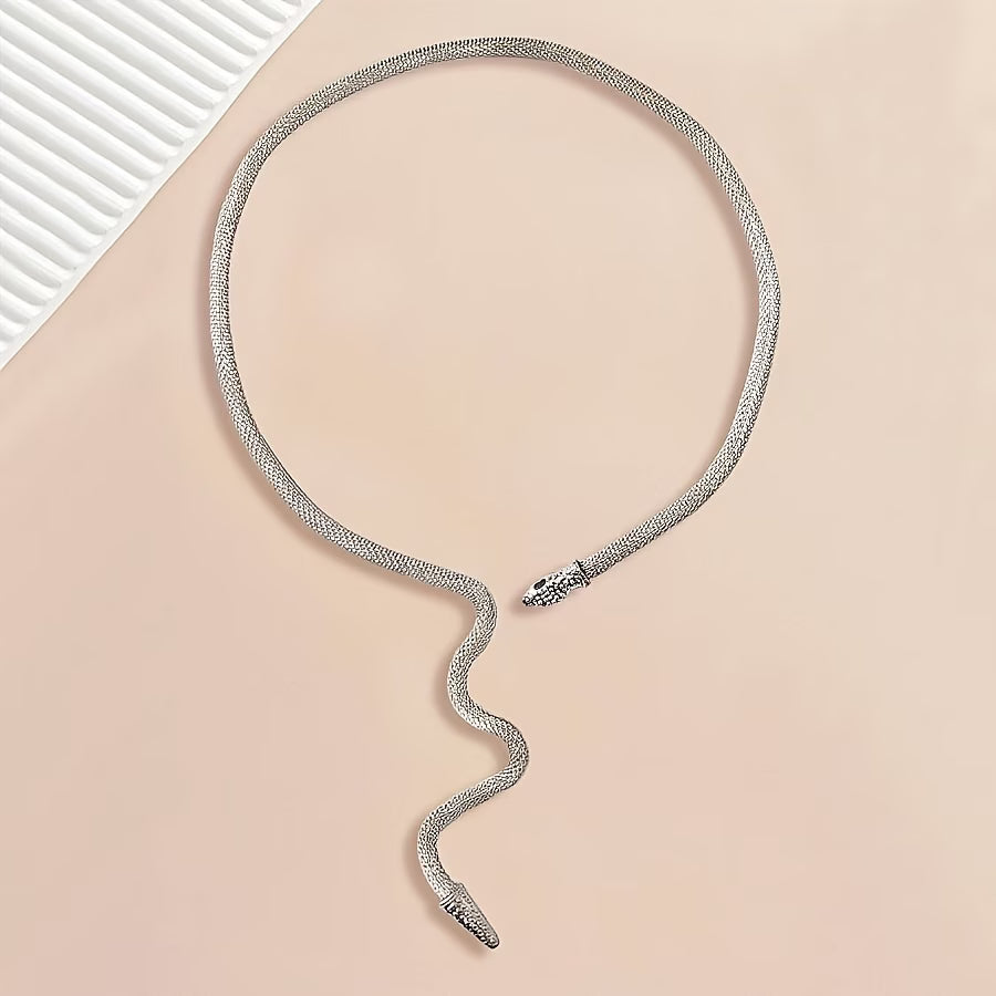 Collier serpent argenté femme acier inoxydable - Maison du Collier