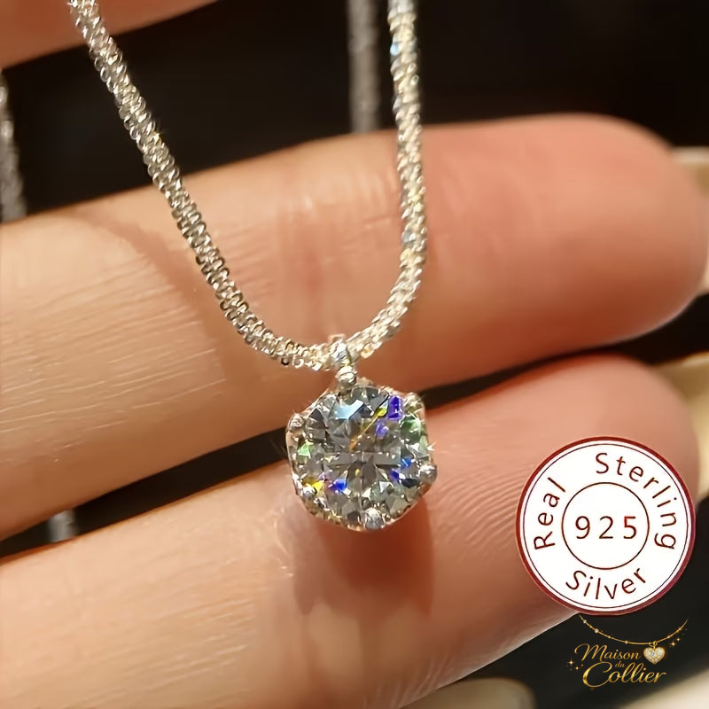 Collier Solitaire Argent Véritable 925 - Collection Luxe – Maison du Collier