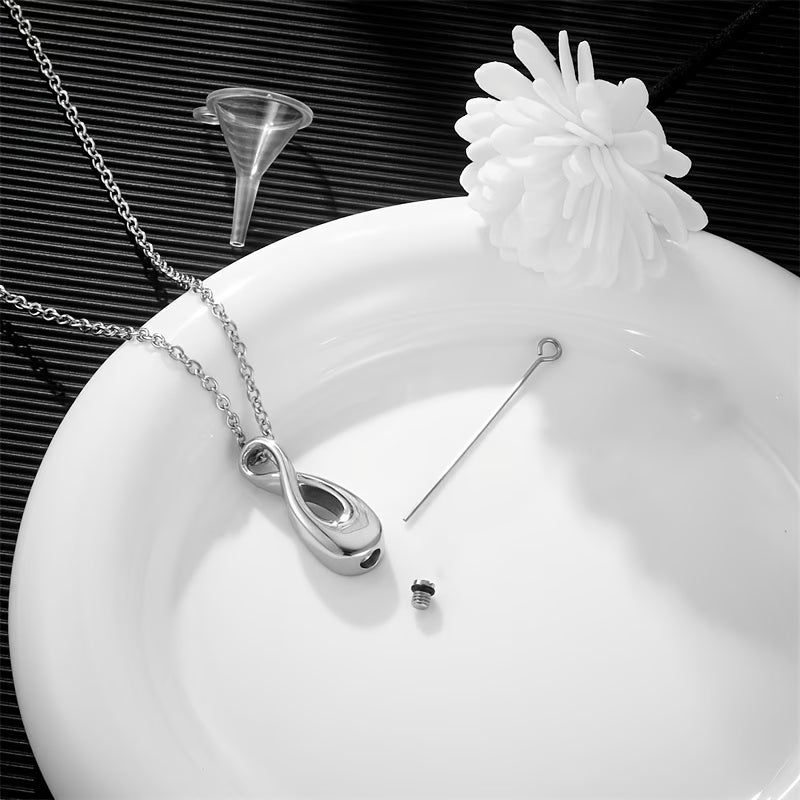 Bijou collier infini argenté souvenir acier inoxydable