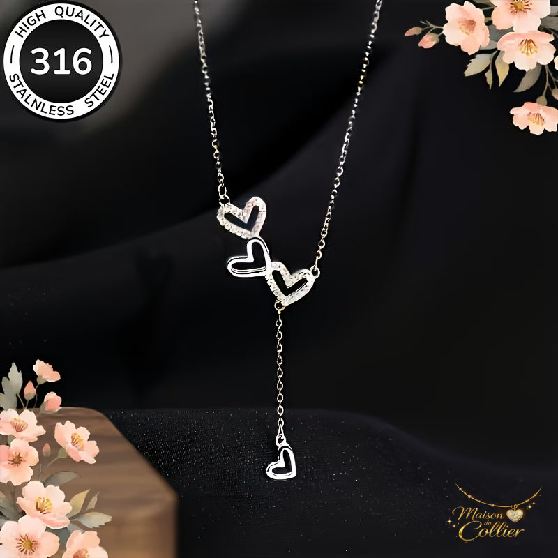 Collier Trois Cœurs en Cascade — Collection Cœur – Maison du Collier