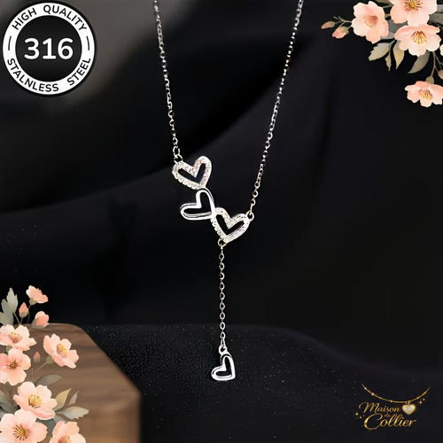 Collier Trois Cœurs en Cascade — Collection Cœur – Maison du Collier