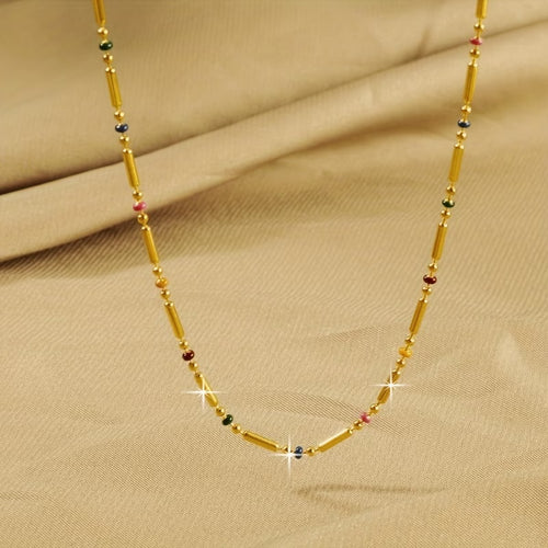 Collier bohème femme acier inoxydable doré avec perles colorées