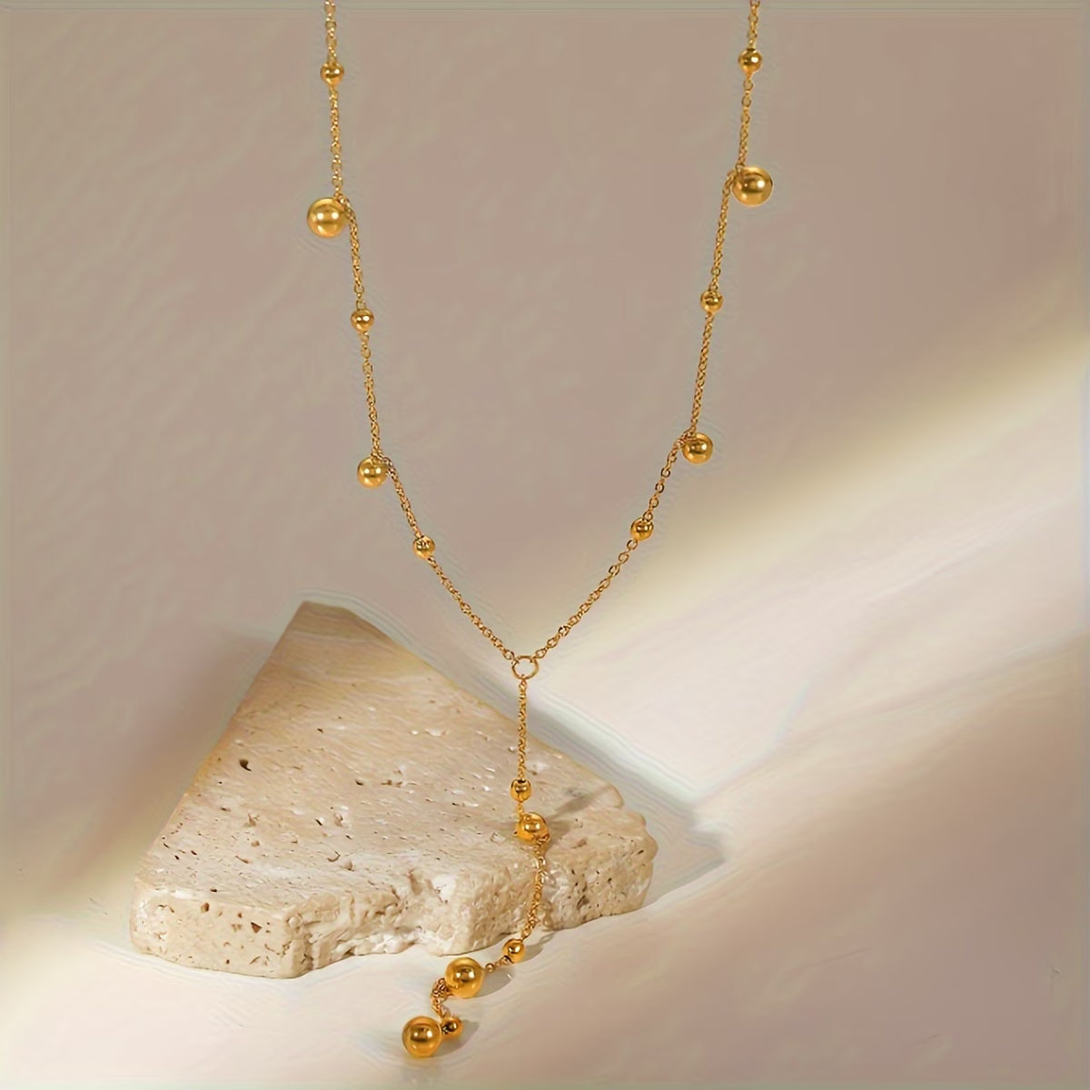 Collier Gland Doré — Chaîne en Y Billes