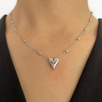collier coeur femme argente chaine perlee acier inoxydable maison du collier