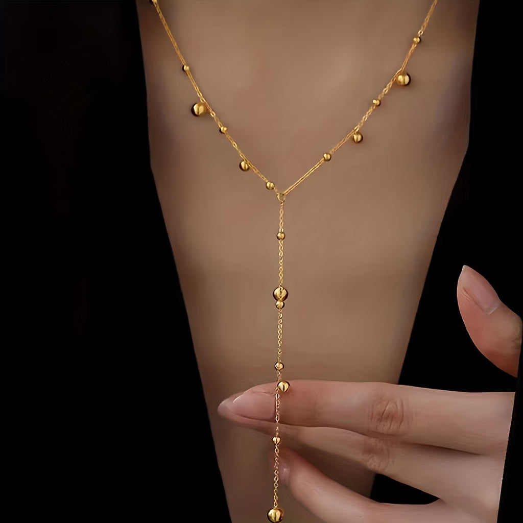 Collier Gland Doré — Chaîne en Y Billes