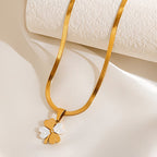 Collier trèfle nacre doré femme cadeau élégant style vintage